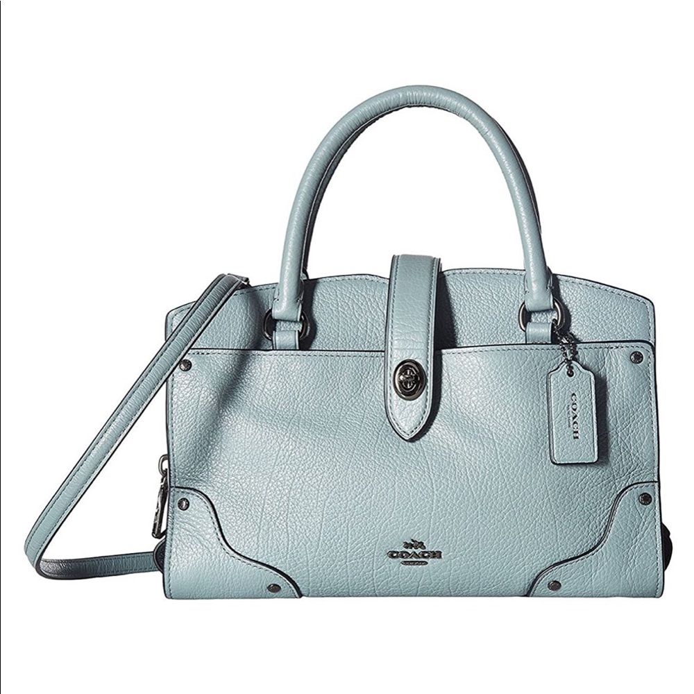 Coach Blue Leather Convertible Satchel Crossbody